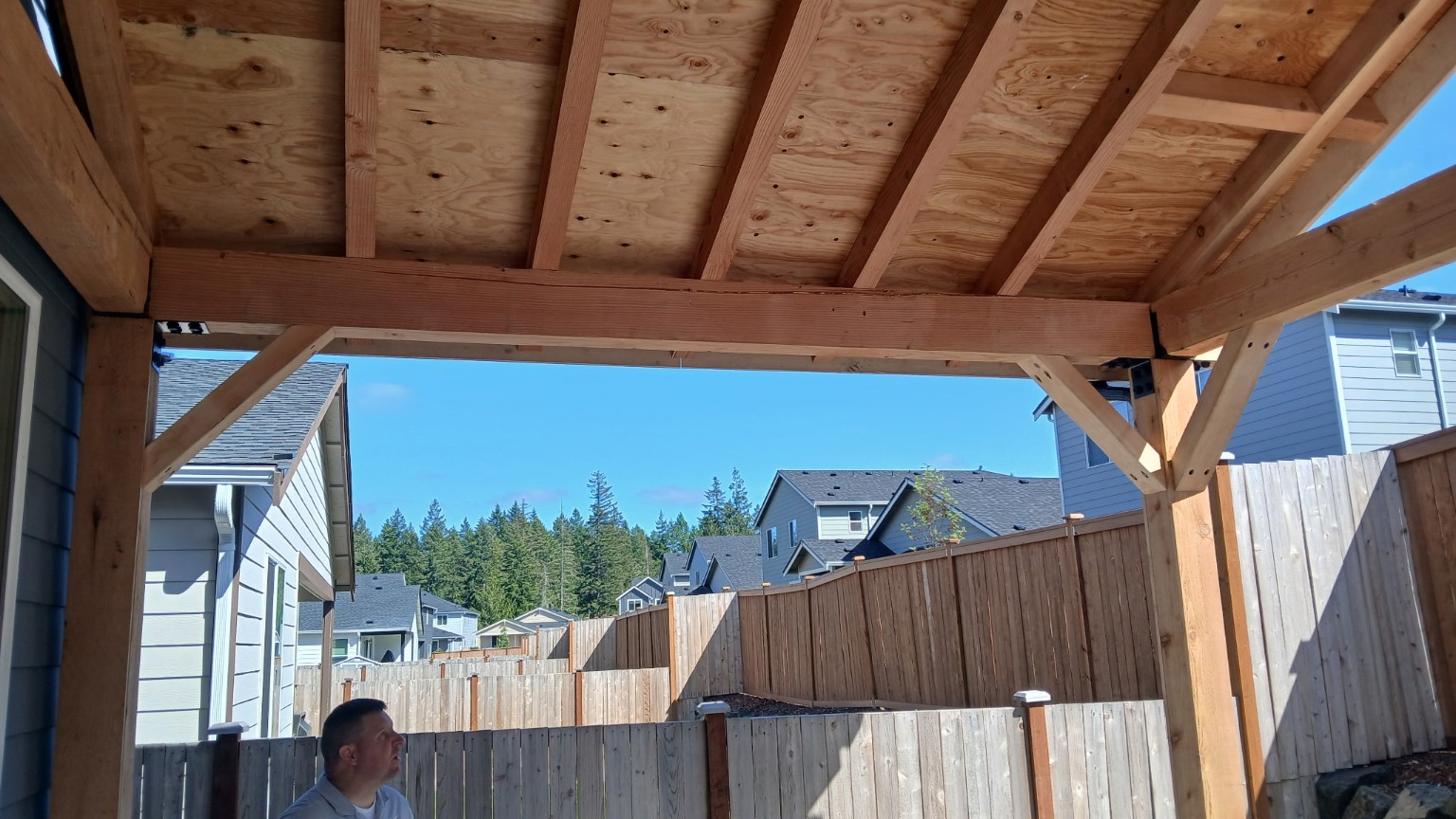 Exposed beam and knee-brace construction detail