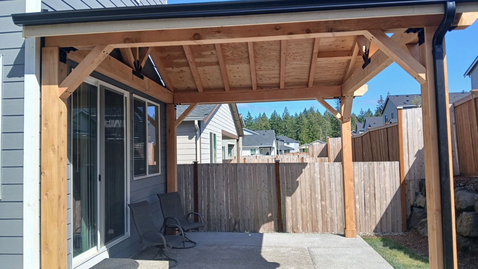 Finished view from beneath the timber patio cover