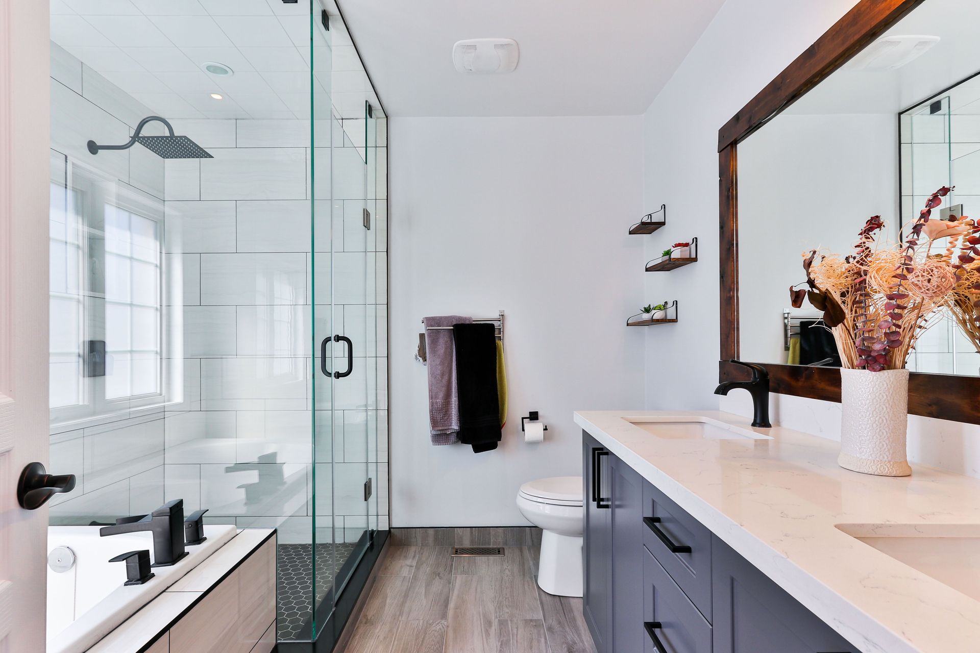 Bathroom Remodel completed by Rising Hawk Construction